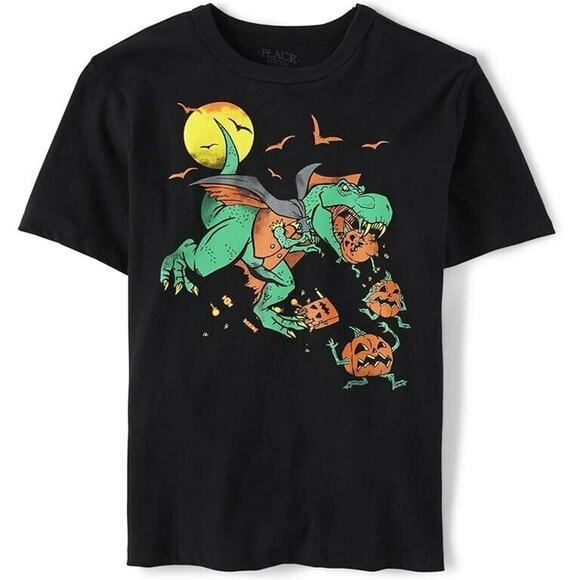 NWT Children's Place Dinosaur Pumpkin Halloween T-shirt Tee Kids Large‎ 10/12... - Picture 1 of 1